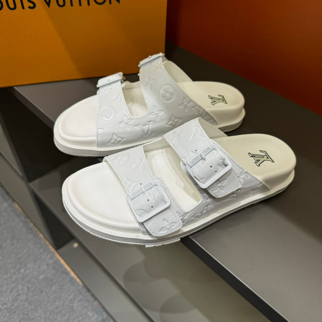 LV DAD SANDAL WHITE EMBOSSED CALFSKIN