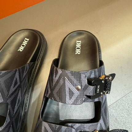 CD DOUBLE H-TOWN SANDAL BLACK CALFSKIN