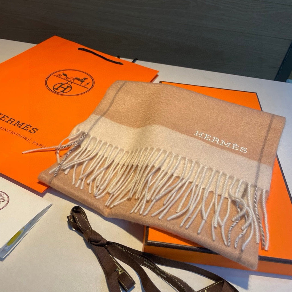 SCARF 180 CM IN CAMEL BEIGE MIX WHITE CASHMERE 366048