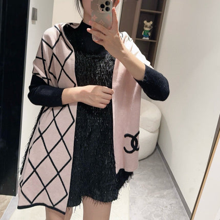 SCARF 180 CM IN PASTEL PINK MIX BLACK CASHMERE 401972