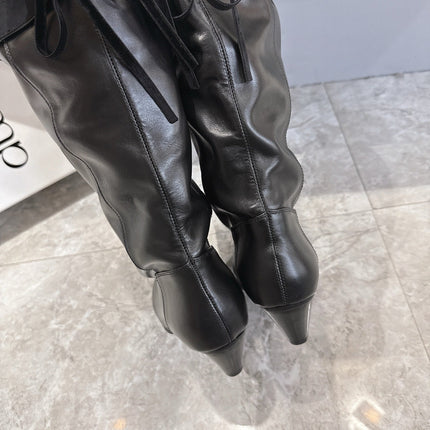 ALO 25S FOLD-OVER TALL BOOTS 50 MM IN BLACK LAMBSKIN