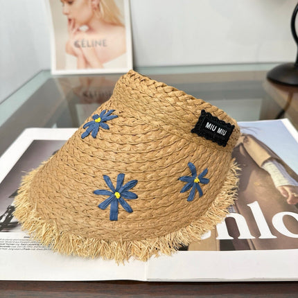 MIUMIU 26S FLORAL RAFFIA HAT 343487