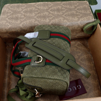 GUCCI 26S MINI BAULETTO BAG 20 IN GREEN SUEDE