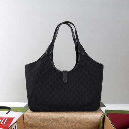 GUCCI 26S TOTE BAG 35 IN BLACK CANVAS