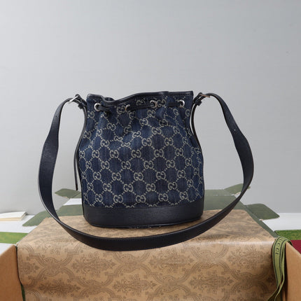 GUCCI 26S BUCKET BAG 21 IN BLUE DENIM