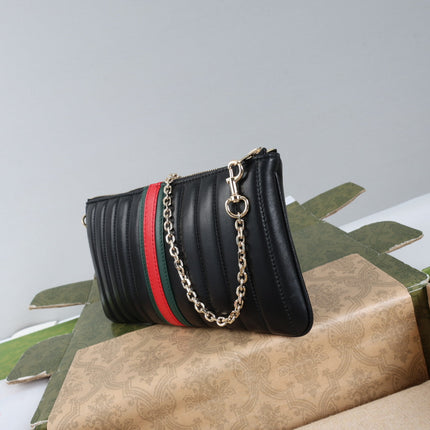 GUCCI 26S MINI SHOULDER BAG 26 IN BLACK CALFSKIN CHAIN STRAP GOLD