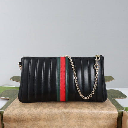GUCCI 26S MINI SHOULDER BAG 26 IN BLACK CALFSKIN CHAIN STRAP GOLD