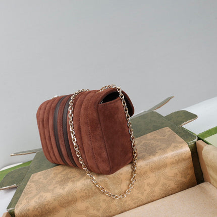 GUCCI 26S SHOULDER BAG 20 IN DARK BROWN SUEDE