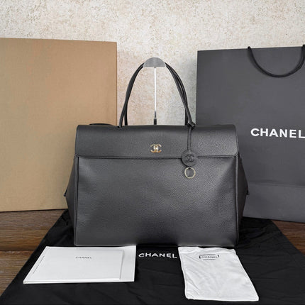 CHANEL 26S TOTE BAG 44 IN BLACK LAMBSKIN GRAINED