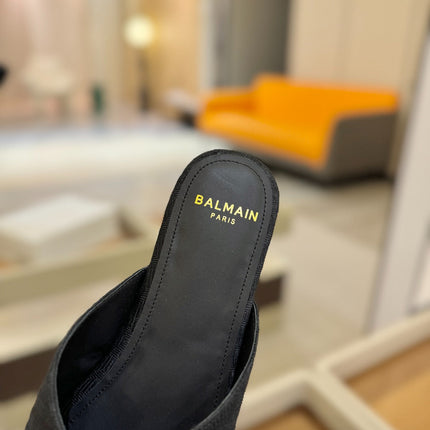 BALMAIN 26S SANDALS IN BLACK CANVAS