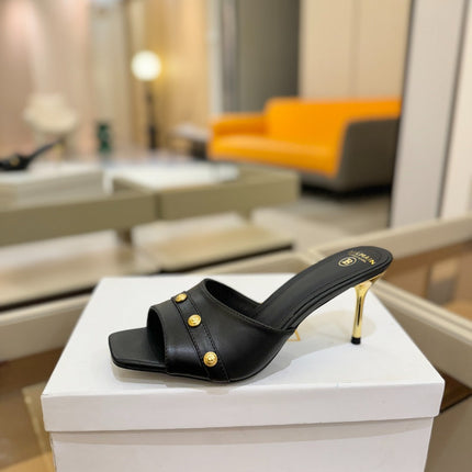 BALMAIN 26S HEELED SANDALS 70 MM IN BLACK CALFSKIN