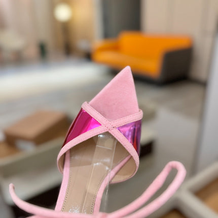 GIANVITO ROSSI 26S HEELS 105 MM IN LIGHT PINK SUEDE AND METALLIC PINK CALFSKIN