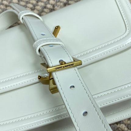 SOLFERINO SMALL SATCHEL 19 IN WHITE CALFSKIN GOLD HARDWARE