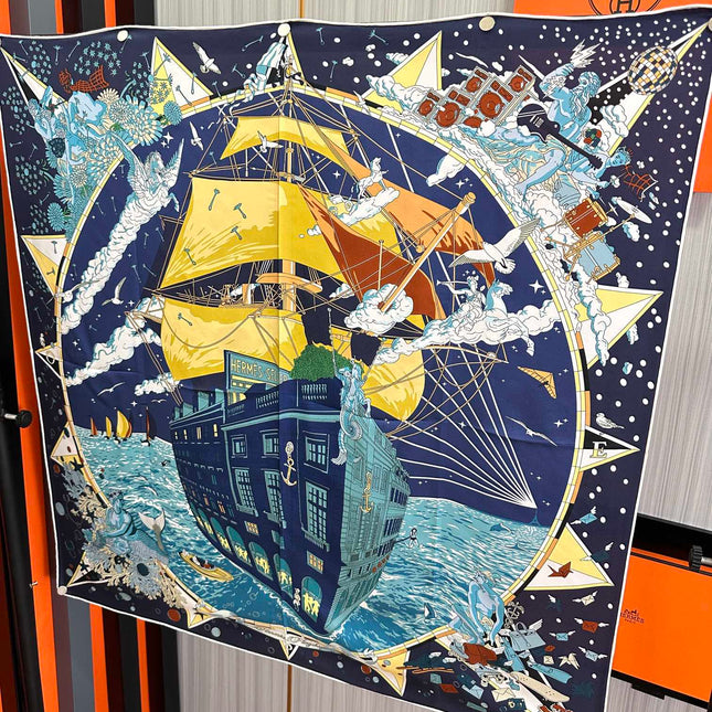 HERMES 26S PRINTED SQUARE SCARF 90 IN SILK 312023