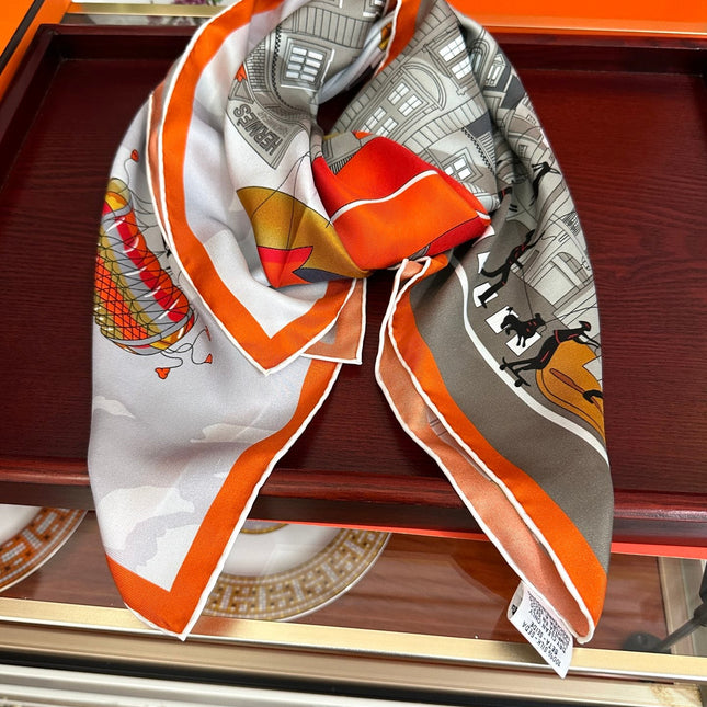 HERMES 26S PRINTED SQUARE SCARF 90 IN SILK 307339