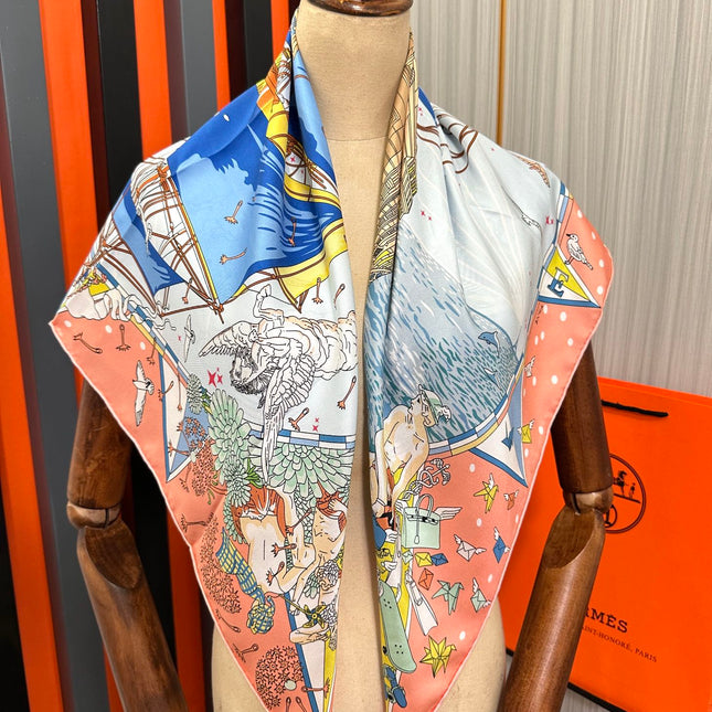 HERMES 26S PRINTED SQUARE SCARF 90 IN SILK 312024