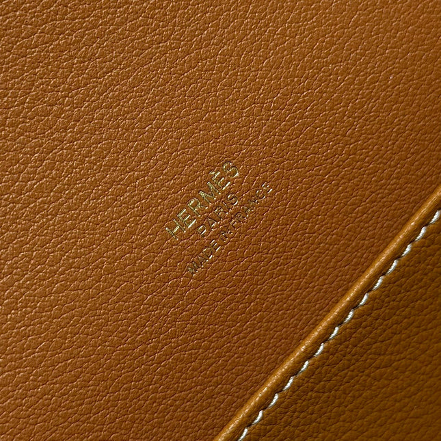 HM ROULIS 18 MINI BAG IN TAWNY BROWN CALFSKIN GOLD-TONE HARDWARE
