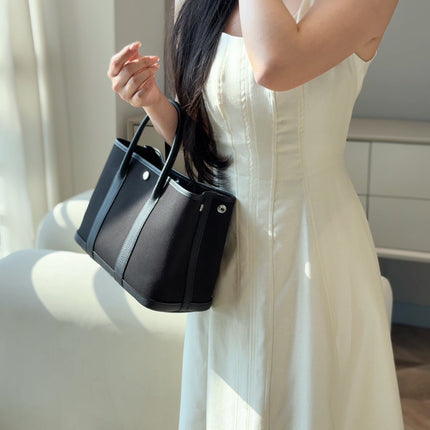 GARDEN PARTY 30CM IN BLACK TOILETS COTTON CANVAS AND CALFSKIN