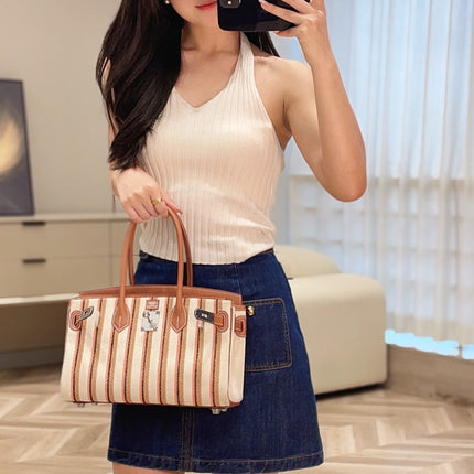BIRKIN SHOULDER 29 IN GOLD CALFSKIN ÉCRU/BEIGE/FAUVE/ROSE POP/NOIR EMBROIDERY CANVAS