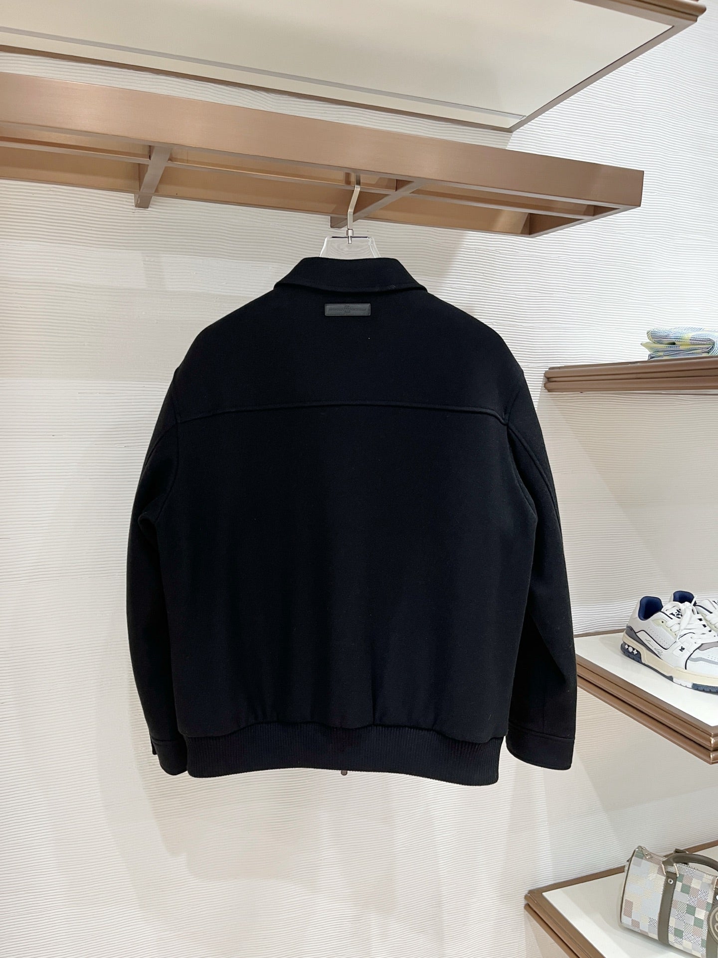 BRUNELLO CUCINELLI BLACK WOOL ZIP-FASTENING JACKET