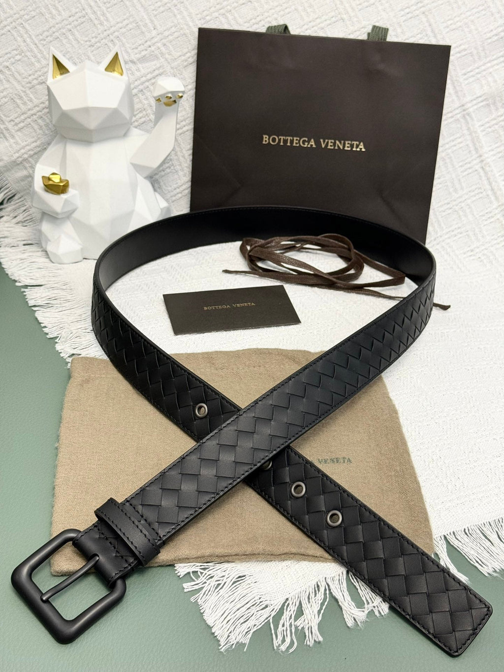 BV BELT 3.5CM IN BLACK CALFSKIN BLACK HARDWARE