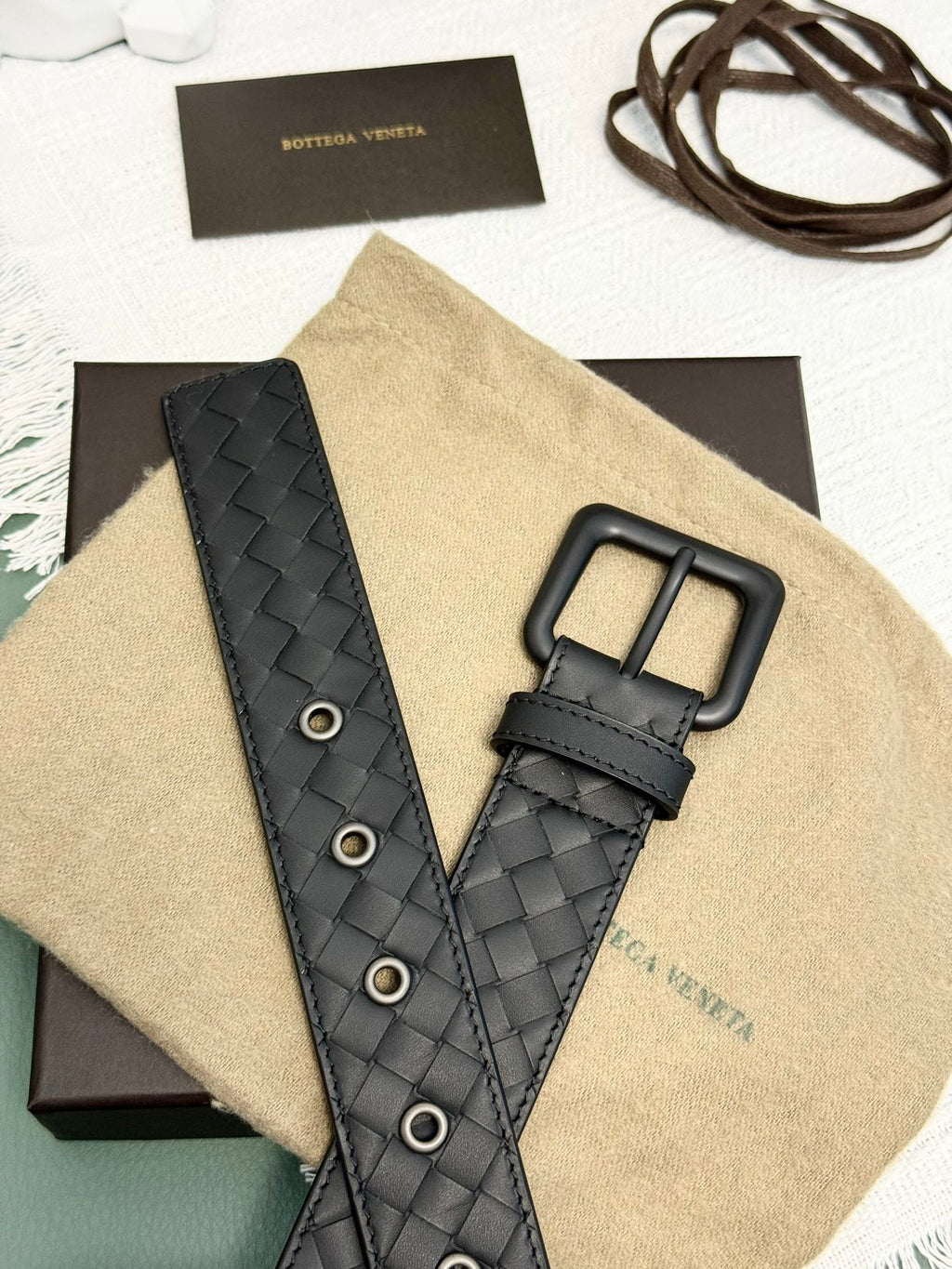 BV BELT 3.5CM IN BLACK CALFSKIN BLACK HARDWARE