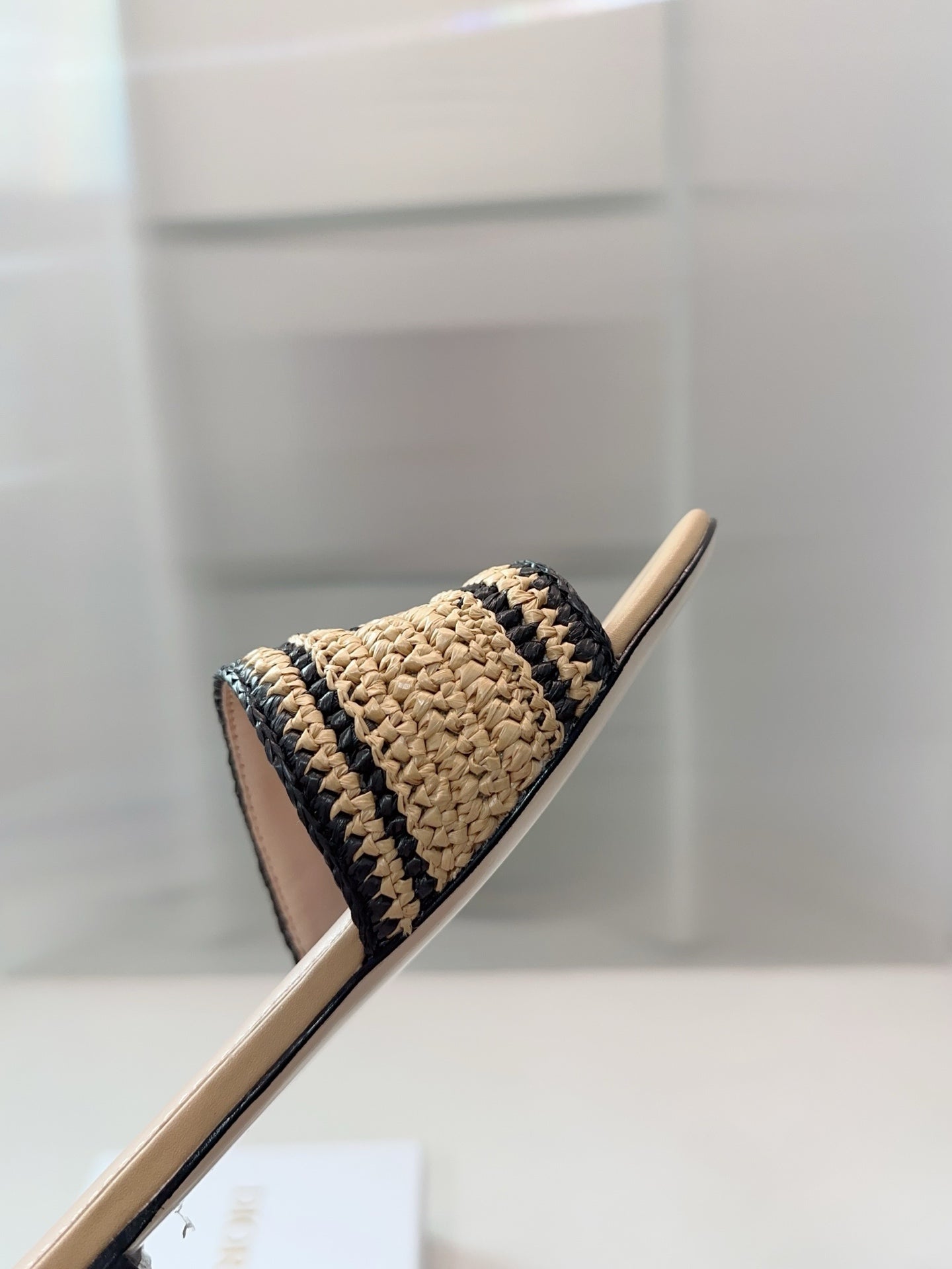 DIOR 26S WOVEN-STRAP SANDALS IN BEIGE CALFSKIN