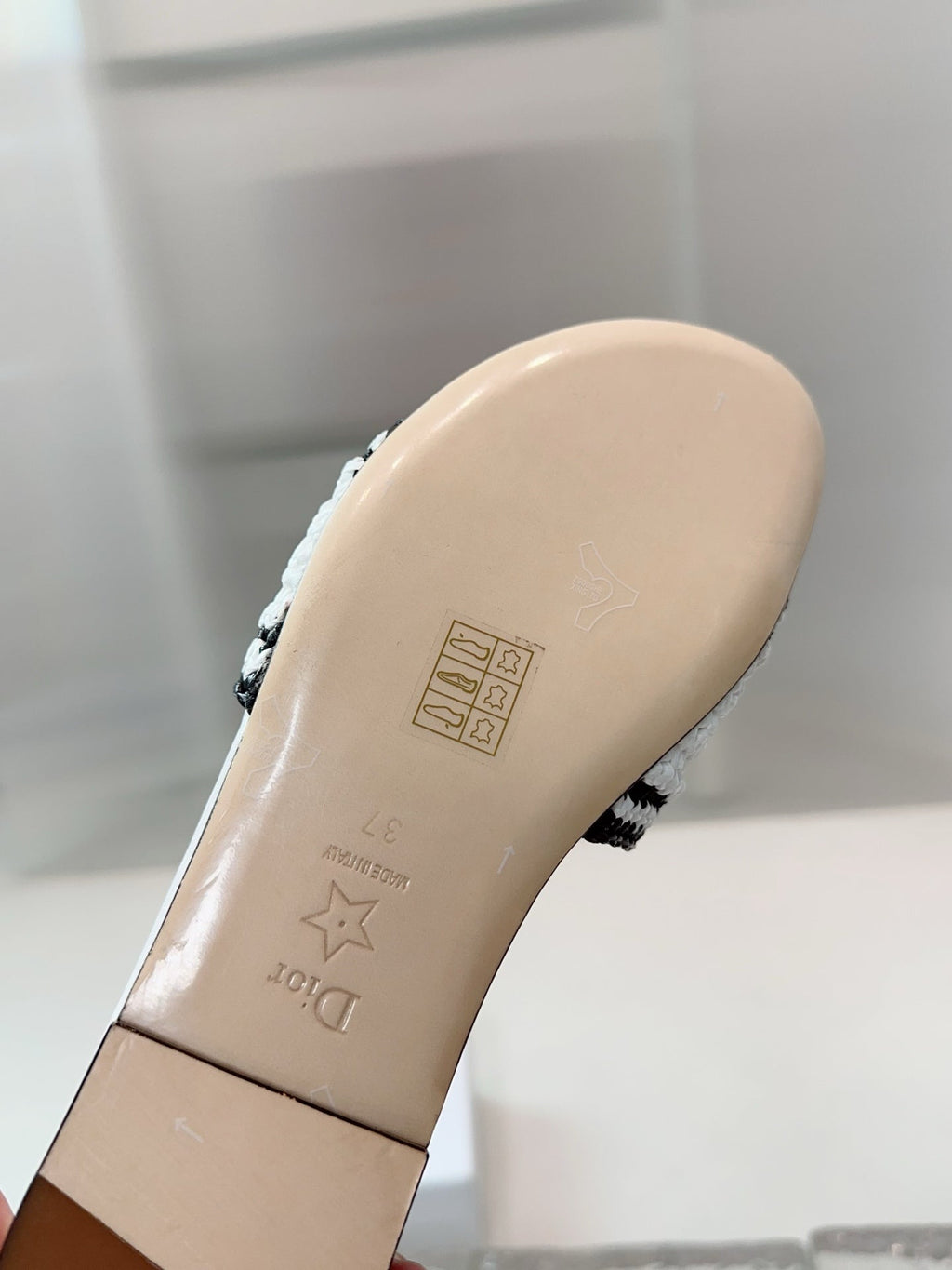 DIOR 26S WOVEN-STRAP SANDALS IN WHITE CALFSKIN