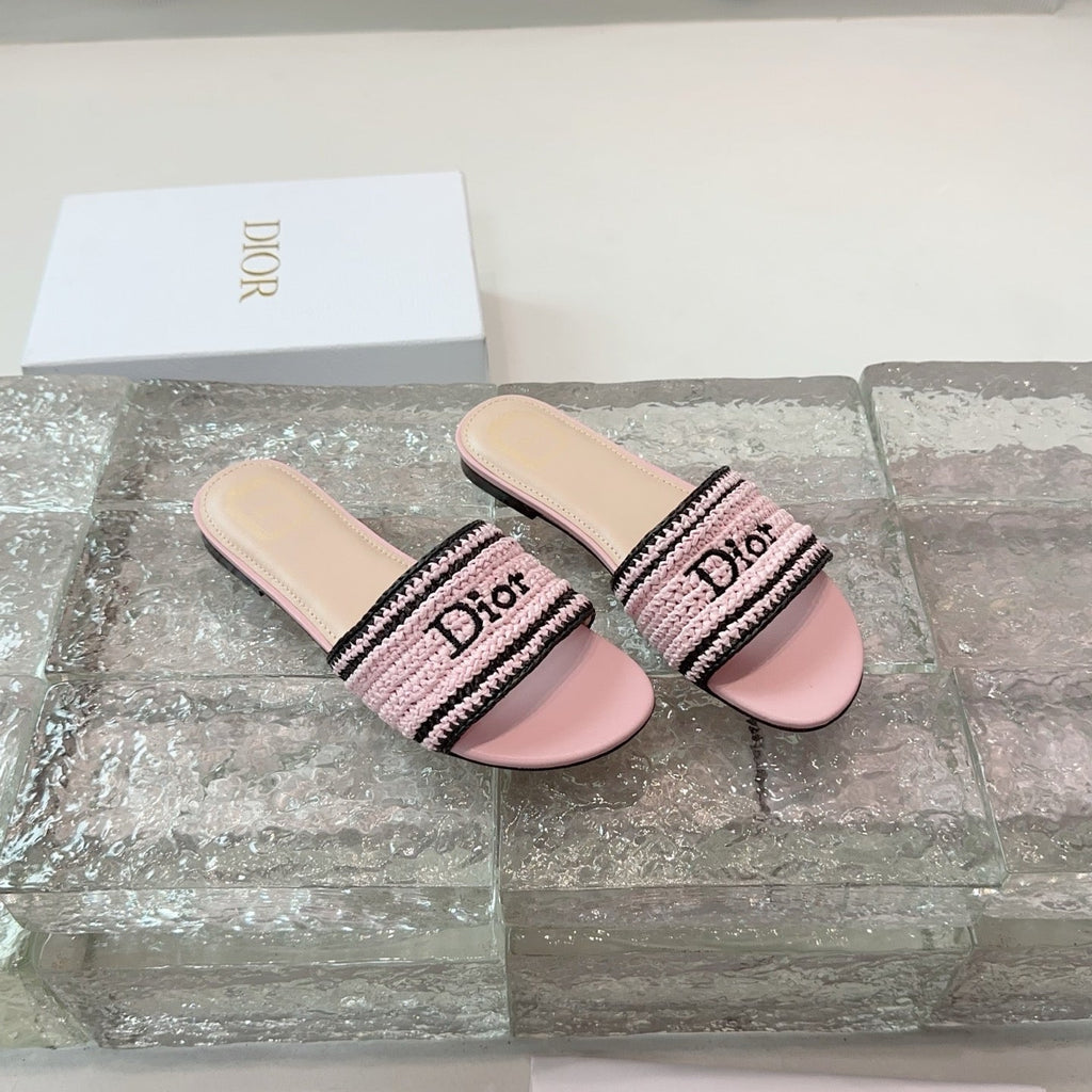 DIOR 26S WOVEN-STRAP SANDALS IN LIGHT PINK CALFSKIN