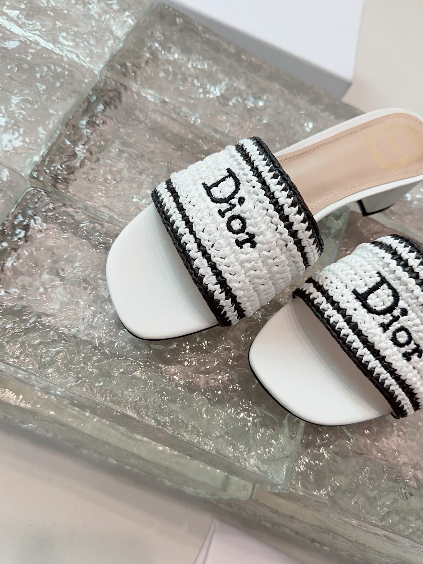 DIOR 26S WOVEN-STRAP HIGH-HEEL SANDALS IN WHITE CALFSKIN