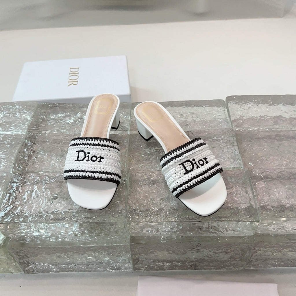 DIOR 26S WOVEN-STRAP HIGH-HEEL SANDALS IN WHITE CALFSKIN
