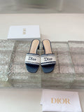 DIOR 26S WOVEN-STRAP HIGH-HEEL SANDALS IN WHITE AND NAVY BLUE CALFSKIN