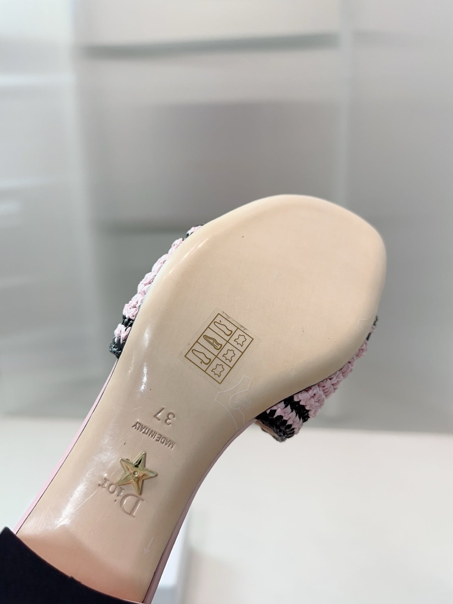DIOR 26S WOVEN-STRAP HIGH-HEEL SANDALS IN LIGHT PINK CALFSKIN