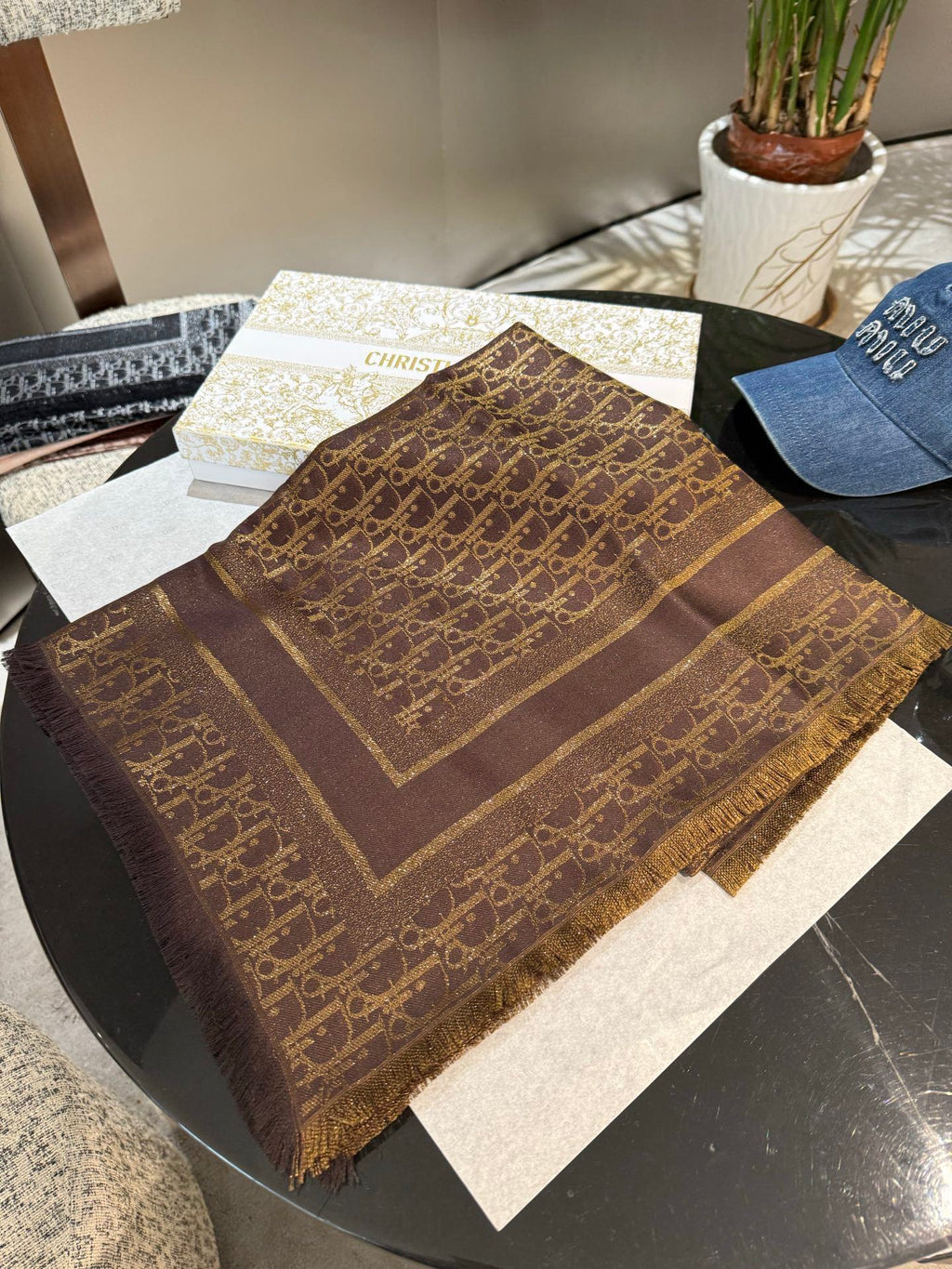 DIOR 26S SCARF 140CM IN SILK & CASHMERE 262320