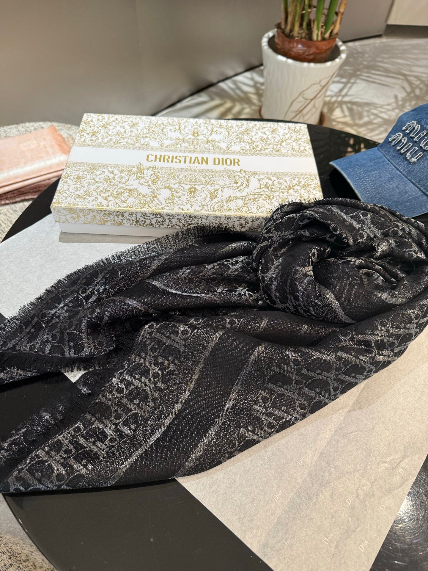 DIOR 26S SCARF 140CM IN SILK & CASHMERE 262319