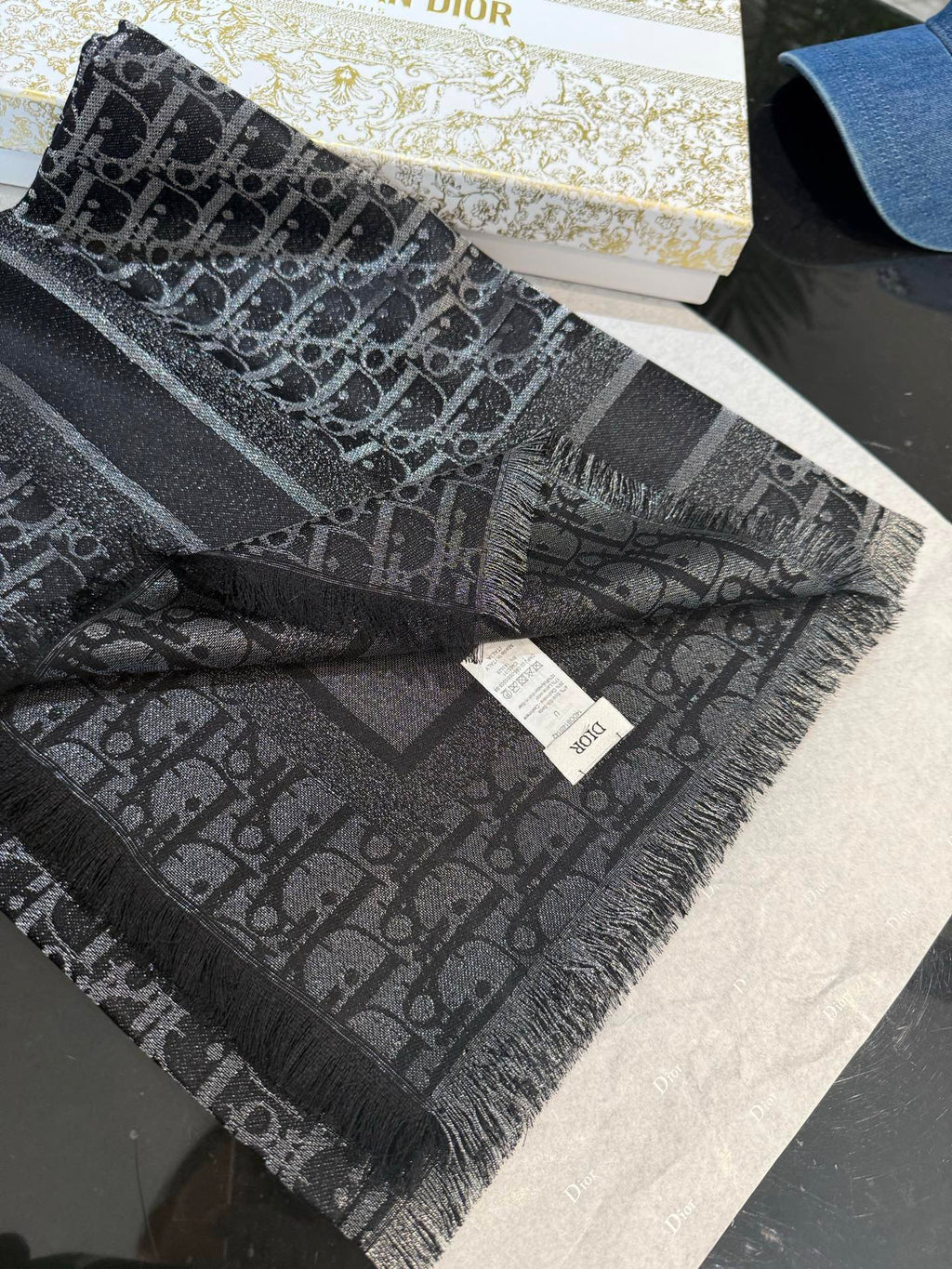 DIOR 26S SCARF 140CM IN SILK & CASHMERE 262319