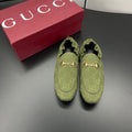 GUCCI 26S LOAFERS IN MOSS GREEN CANVAS