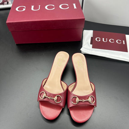 GUCCI 26S HIGH-HEELED SANDALS 50 MM IN RED CALFSKIN