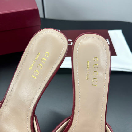 GUCCI 26S HIGH-HEELED SANDALS 50 MM IN RED CALFSKIN