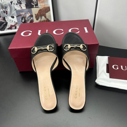 GUCCI 26S HIGH-HEELED SANDALS 50 MM IN BLACK CALFSKIN