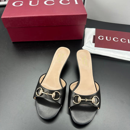 GUCCI 26S HIGH-HEELED SANDALS 50 MM IN BLACK CALFSKIN