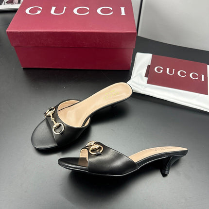 GUCCI 26S HIGH-HEELED SANDALS 50 MM IN BLACK CALFSKIN