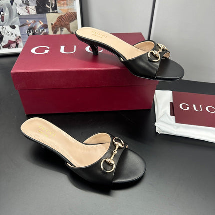 GUCCI 26S HIGH-HEELED SANDALS 50 MM IN BLACK CALFSKIN