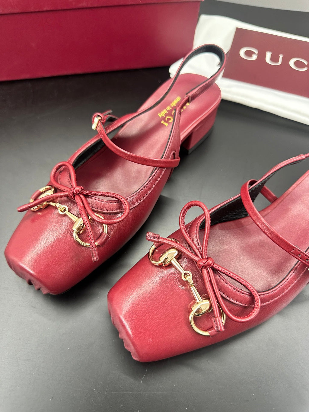 GUCCI 26S SLINGBACK 25 MM IN RED CALFSKIN