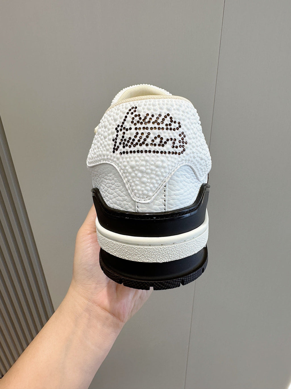 LV TRAINER CHOCOLATE BROWN DAMIER MIX WHITE GRAINED CALFSKIN