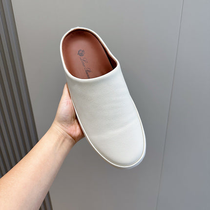 LP TOMORI SABOT MULES WHITE CALFSKIN