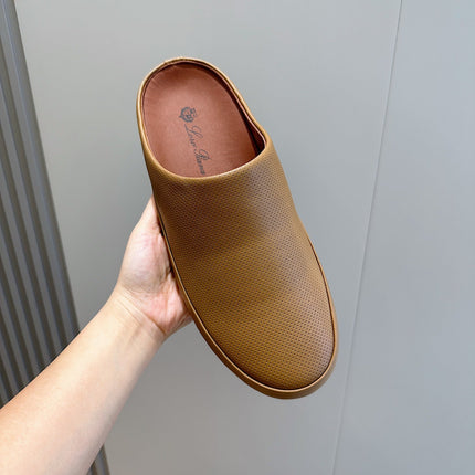 LP TOMORI SABOT MULES PEANUT MESH CALFSKIN