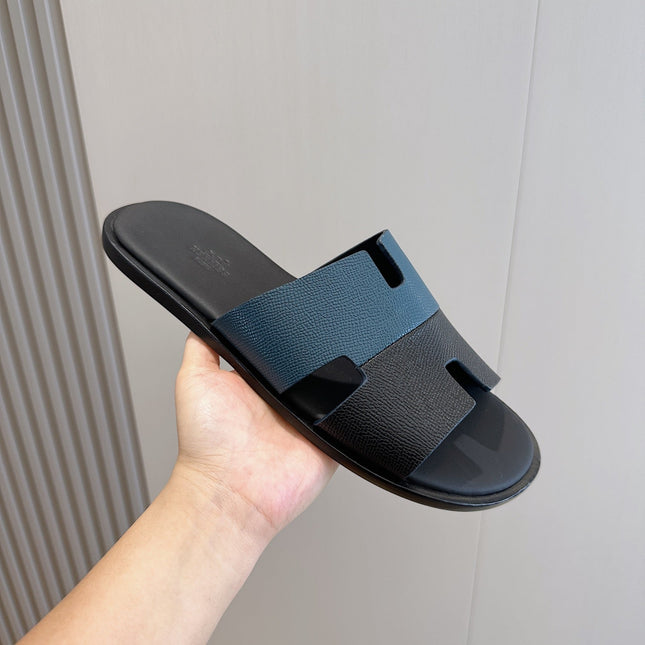 HM IZMIR SANDAL DENIM AND NAVY CALFSKIN