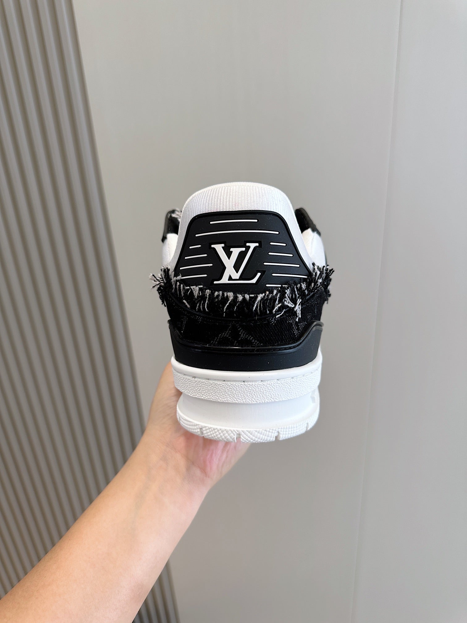 LV TRAINER SNEAKER BLACK MONOGRAM DENIM