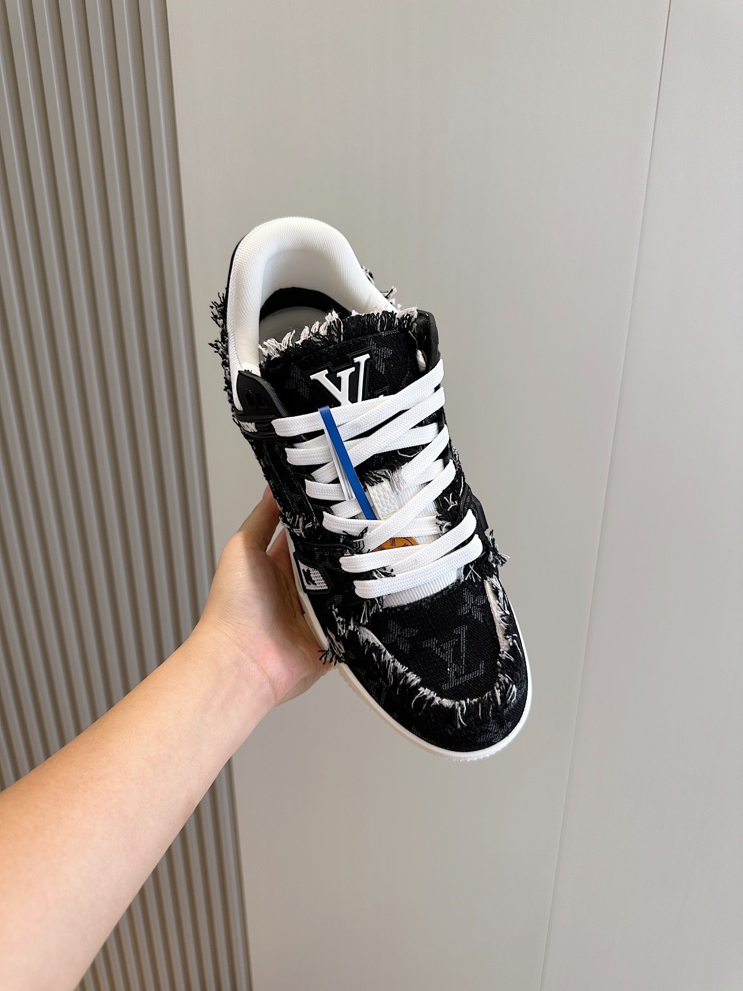 LV TRAINER SNEAKER BLACK MONOGRAM DENIM